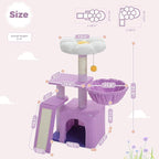 PETEPELA Flower Cat Tree for Indoor Cats, 31.5'' Small Cat Tower Cat Condo with Sisal Scratching Ramp+ Cat Scratching Post, Mushroom Tall Cat Scratcher Featuring with Natural Sisal Scratching Poles