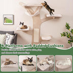 Tangkula Cat Wall Shelves, Wall Mounted Cat Tree Furniture with 4 Padded Platforms, Hammock, Sisal Scratching Mat, Removable & Washable Cushions, 5-Level Cat Climbing Steps for Wall