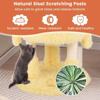 PETSITE 37 inch Monster-Themed Cute Cat Tree, Modern Cat Tree Tower with 2 Cat Condos, Sisal Scratching Posts and Hanging Sound-Making Toys for Indoor Cats