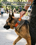 Joytale Tactical Dog Collar with Handle and Metal Buckle, Heavy Duty Padded Military Collar with 2 Patches for Training, Adjustable for XLarge Dogs, Orange, XL