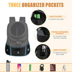 YUDODO 9-14lbs Dog Front Carrier Backpack, Adjustable Breathable Pet Carrier for Small Dogs, Ventilated Puppy Back Pack with Safety Belt, Lightweight Doggy Backpack for Hiking Outdoor(Jet Black, L)