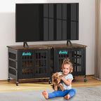 EasyCom Heavy Duty Dog Kennel Indoor with Name Tag, 27" Dog Crate Furniture for Small Dogs, Double-Doors Sturdy Metal Dog Cage for Anxiety Dog