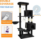 58" cat Tree Tall, Large Multi-Level Cat Condo with Sisal Leaf Scratching Posts, Sturdy Construction Easy Assembly, Indoor Pet Furniture,Dark Gray