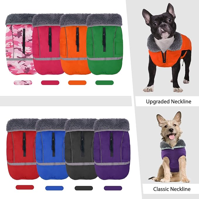 QBLEEV Warm Dog Coat Reflective Dog Jacket, Waterproof Dog Winter Coat Turtleneck Dog Clothes for Cold Weather, Thick Fleece Dog Snowsuit Christmas Dog Vest Pet Apparel for Small Medium Large Dogs XL