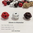 Pack of 51 Small Bells for Crafts, 1 Inch Jingle Bells Little Bells for Crafting Dog Training Doorbell Cat Collar Christmas Tree Wedding Decorations (Red White Brown)