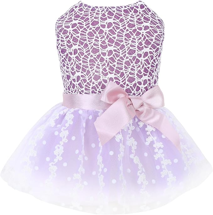 CuteBone Dog Birthday Dress Girl Puppy Skirt Tutu Cat Wedding Outfit Pet Party Clothes for Small Dogs Costume DD14M