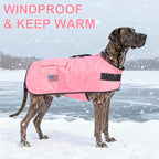 BEAUTYZOO Dog Winter Coat for XX-Large Dogs Waterproof, Warm Reflective Great Dane Oxford Canvas Jacket, Fleece Dog Cold Weather Coats Windproof for Female Male Dogs, Pink XXL