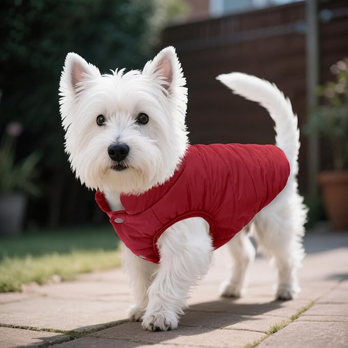 ASENKU Dog Winter Coat - Waterproof Windproof Dog Jacket, Warm Snowproof Doggie Puffer Vest for Cold Weather, Lightweight Snow Coats for Small Medium Large Dogs（XS, Red