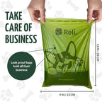 Reli. Biodegradable Dog Poop Bags w/Holder (1200 Count - 80 Rolls Bulk) | Leash Clip Dispenser | 9x13" Large Dog Bags for Poop | Green Eco-Friendly Oxobiodegradable Waste Disposal Refills (Unscented)