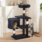 Cat Tree, 36 Inches Indoor Cat Tree Tower Condo, Natural Sisal Cat Scratching Post with Cozy Bed, Small Cats Tree for Kittens, Soft Perch & Cute Toys, Dark Grey