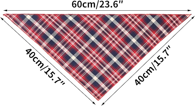 Segarty 10 Pack Dog Bandanas Triangle, 22.8"x15.7" Washable Plaid Bibs Accessories Bulk for Small Medium Dogs Cats Large Puppy, Adjustable Pet Scarf Reversible Boy Pets Birthday Kerchief