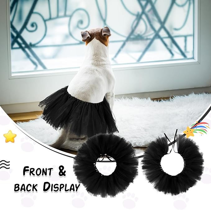 Dog Tutu Tulle Tutu for Dogs Small Large Medium Puppy Dress Ballerina Costume Skirt for Holiday Puppy Cats Bunny Pet Outfit Birthday Wedding Party Photo Prop Supplies(Black)