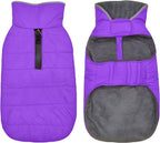 Dog Winter Coat, Waterproof Dog Jacket with Leash Hole, Reflective Adjustable Pet Snow Vest, Warm Fleece Sweater for Small Medium Large Dogs - Purple, XS