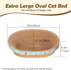 Extra Large Cat Scratcher Bed, 21.6" x 14.9" x 4.3" XL XXL Cat Scratch Cardboard, Scratching Board Pad for Indoor Cats Kitty Kittens, Scratch Lounge House Couch, Furniture Protector, Oval