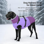 SUNFURA Dog Coat for Small Dogs, Warm Dog Winter Jacket with Harness Built in, Waterproof Pet Snow Jacket Fleece Cold Weather Coats for Puppy Chihuahua, Maltese, Purple XS