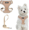 PUPTECK Small Dog Harness and Leash Set, No Pull Adjustable Puppy Cat Harness, Reflective Soft Mesh Pet Vest Small Sized, Khaki, S