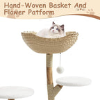 Modern Real Wood Cat Tree Tower, Luxury Aesthetic Cat Tree Condo with Platforms, Scratching Posts & Washable Mats, 43" Wooden Cats Tower One Branch