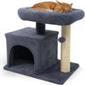 Tangkula Small Cat Tree for Indoor Cats, Cat Tower with Sisal Scratching Posts, Hanging Pompom, Cat Condo with Large Padded Plush Perch for Small Spaces, Kittens (Dark Grey)
