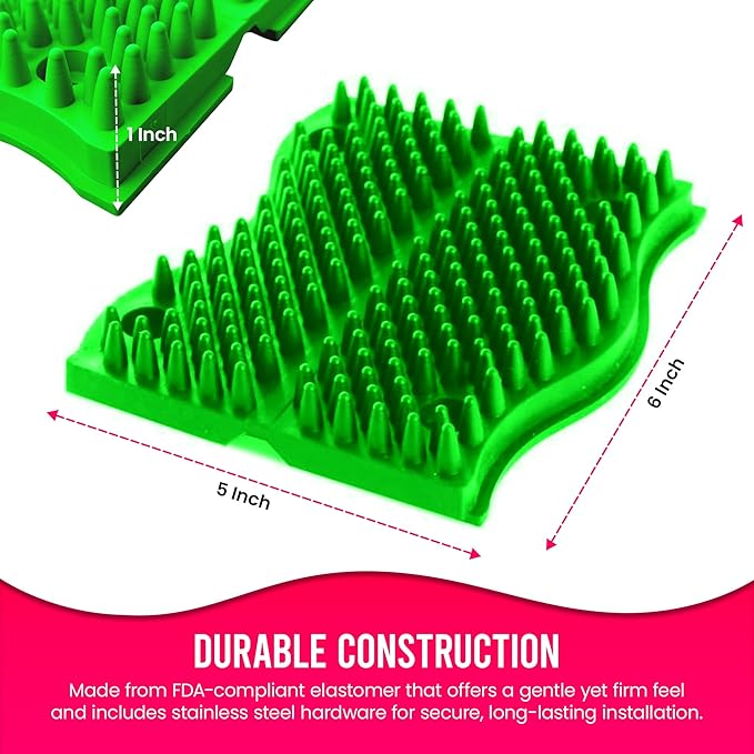 The Original ScratchnAll Animal Scratch Pad, Flexible Acupressure Nubs & Interlocking Design, Very Durable & All-Weather, Great for Domestic, Barnyard and Zoo Animals - USA Made, Lime Green