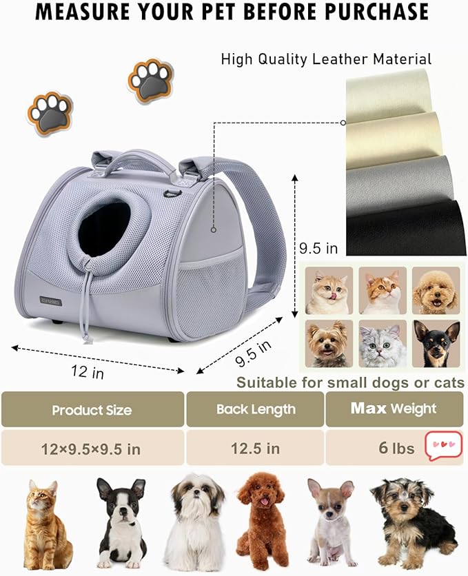 Pet Dog & Cat Chest Carrier Backpack,Adjustable Ventilated Carrier for Small Dogs Cats,Front Facing Puppy Carrier Backpack,Lightweight Doggy Backpack for Travel Hiking Outdoor (Heather Grey)