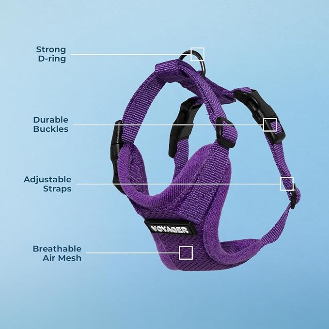 Voyager Step-in Pet Harness - All Weather Mesh, Adjustable Step in Harness for Cats and Dogs by Best Pet Supplies - Purple, M
