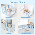DIY Clear Acrylic Dog Playpen House,Quick Easy Assembly and Disassembly,Strong Floor Suction,Indoor and Outdoor Use,Easy Cleansing Puppy Fence (Sky Blue, 30.3" H, 8PCS)