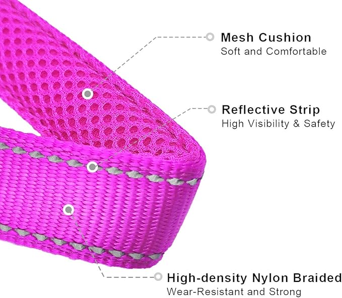 Reflective Slip Dog Collar, Loop Dog Collar for 20-38 lbs Dogs, Nylon Training Collars with Soft Padded for Dogs (5/8" W x 15.5" L, Purple)