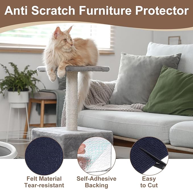 uxcell Self-Adhesive Cat Scratching Mat, 1 Roll 39.4" x 15.8" Couch Protector from Cat Claws for DIY Sofa, Wall, Doors, Cut Anti Cat Scratch Pad Carpet Mat, Dark Blue