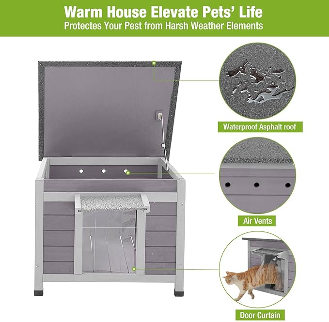 Wooden Dog House for Small Dogs Cats Outdoor Cage Indoor Kennel with PVC Door Flaps