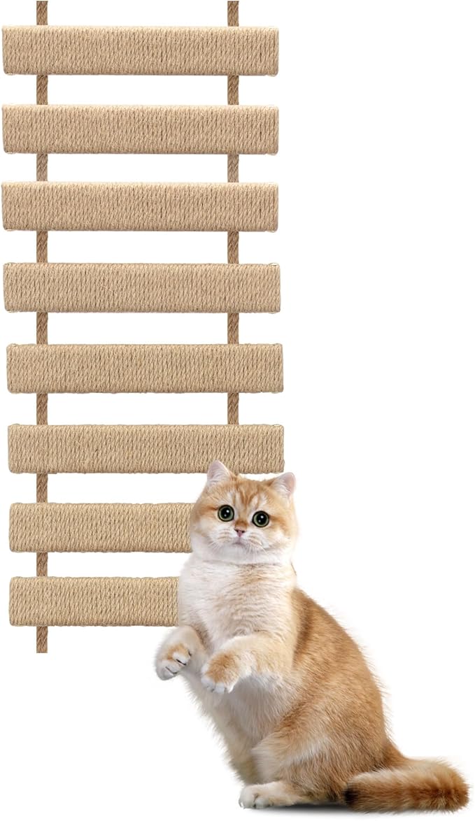 Cat Climbing Frame Bridge Cat Ladder Sisal Rope Cat Tree Tower Use for Cage Pet Furniture Toys ﻿ (Wood, 20in, 1)