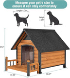 Large Dog House with Proch, Weatherproof Outdoor Kennel for Large Dogs, Chew-Resistant Iron Frame & Asphalt Roof for Outdoor (Wood, XL)
