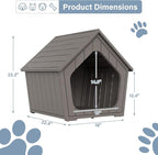 Bifanuo Dog House Outdoor Indoor for Small Dogs - Plastic Pet Shelter, Easy-Assemble & Weather-Resistant for Living Room, Balcony (Grey, 18" L x 22.4" W x 22.2" H)