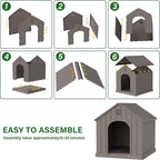 Bifanuo Large Dog House for Outdoor & Indoor, Waterproof Puppy Shelter with Air Vents & Elevated Floor, Easy Assemble Sturdy Dog Kennel for Large Dogs(Grey,36.2''L×38''W×38''H)