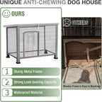 33.3’’ Heated Outdoor Dog House Weatherproof Insulated Dog Kennel with Metal Frame, Dog Shelter with Heating Pad, 6-Sided Insulated Liner and PVC Door Curtain for Winter (Grey)