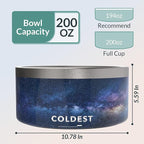 Coldest Dog Bowl - Anti Rust Metal, Non Slip, 3 Layers Insulated Stainless Steel Dog Bowls - Spill Proof & Heavy Duty - Water Bowl for Dogs, Cats & Pets, Dish Washer Safe (200 oz, Into The Beyond)