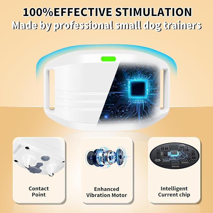 Shock Collar for Small Dogs, Electric Dog Training Collar with Remote,Tailored for 5-30lbs Small Dogs,3 Training Mode Beep, Vibration, Safe Shock(0-9) Waterproof, 1900ft Range (White, Small)
