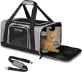 Petskd Pet Carrier 18x13x9.5 Southwest Airline Approved,Pet Travel Carrier Bag for Small Cats and Dogs, Soft Dog Carrier for 1-15 LBS Pets,Dog Cat Carrier with Safety Lock Zipper (Grey)