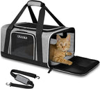 Petskd Pet Carrier 18x13x9.5 Southwest Airline Approved,Pet Travel Carrier Bag for Small Cats and Dogs, Soft Dog Carrier for 1-15 LBS Pets,Dog Cat Carrier with Safety Lock Zipper (Grey)
