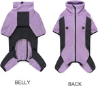 Fleece Dog Coat for Small Medium Dog,Pullover Pajamas Jumpsuit Bodysuit Puppy Coats with Legs, Pet Windproof Warm Cold Weather Jacket Full Body Vest Cozy Snowsuit Outfit Clothes (Purple, L)