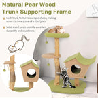 Tangkula Cat Tree, Solid Wood Cat Tower with Jute Scratching Post, Condo, Perch, Jingling Ball, Multi-Layer Activity Center, Modern Cute Cat Tree for Indoor Cats