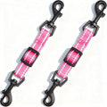 2 Pcs Dog Collar Safety Clips with Double Ended Clasps | Adjustable Collar Backup Clip for Dog Harness & Collars Connectors, Training for Walking, Running, and Hiking, Safety Clip - Pink