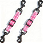 2 Pcs Dog Collar Safety Clips with Double Ended Clasps | Adjustable Collar Backup Clip for Dog Harness & Collars Connectors, Training for Walking, Running, and Hiking, Safety Clip - Pink