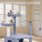 Big Cat Tree, Cat Tower with Multi-Level Condo, Hammocks, Rotating Toy (Grey, 70'')