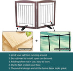 ZJSF Freestanding Dog Fence Indoor, Foldable Dog Gate for Doorways, Stairs or Hallways, Sturdy Wood Extra Wide Pet Gate with Support Feet for The House, Brown, 24 "Height-2 Panels