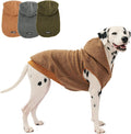 Tuff Pupper Fleece Dog Hoodie Sweater | Teddy Sherpa Outer & Soft Polar Fleece Lining | Adjustable Fit Winter Coat with Hood, Leash Hole, Ribbed Cuffs | for Small Medium Large XL XXL Dogs (Brown, L)