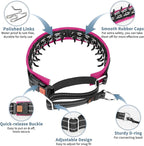 Mayerzon Martingale No Pull Collar for Medium Large Dogs, Patented Anti Pull Dog Collar with Buckle for Walking Training, with Neoprene Padding and Reflective Stitching, Adjustable(Hot Pink Trim, L)