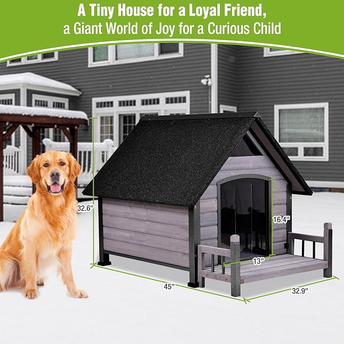 GUTINNEEN Heated Dog House for Outside Dog Kennel with Insulated Line and Heating Pad, Anti-Chewing Metal Frame Dog Shelter with Raise Floor and Waterproof Roof, Grey