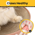 Oval Cat Scratcher Bed, 2-in-1 Cat Scratching Board, Natural Corrugated Cardboard Scratch Pad Lounge, Sealed Base Traps Debris,No Assembly Kitty Furniture,Stylish Colors Blends Any Home Decor