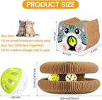 Upgraded-Magnetic Magic Organ Cardboard Cat Scratcher Toy with 2 Balls for Mental Physical Exercise, Multi-Shape Interactive Cardboard Cat Toy for Indoor Cats Flip with Fun, Brown/Gray,M, 1PCS