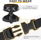 SCENEREAL No Pull Dog Harness Collar and Leash Set Small Medium Sized Dog, Soft Mesh Puppy Harnesses, No Chock Plaid Adjustable Pet Vest for Outdoor Walking Training and Running, Black S